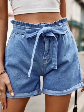 Dameshorts Uformelt Denimunderdel Med Blonder