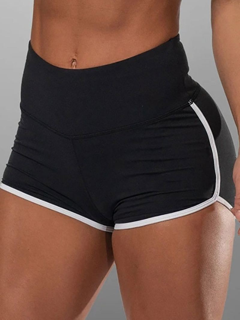 Kvinner Skinny Shorts Lilla Stripes Mønster Athletic Natural Waist Sommer - Svart