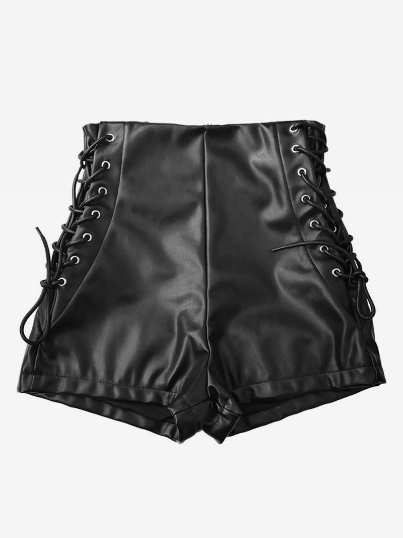 Shorts For Kvinner Pu-skinn Uformelle Underdeler - Svart