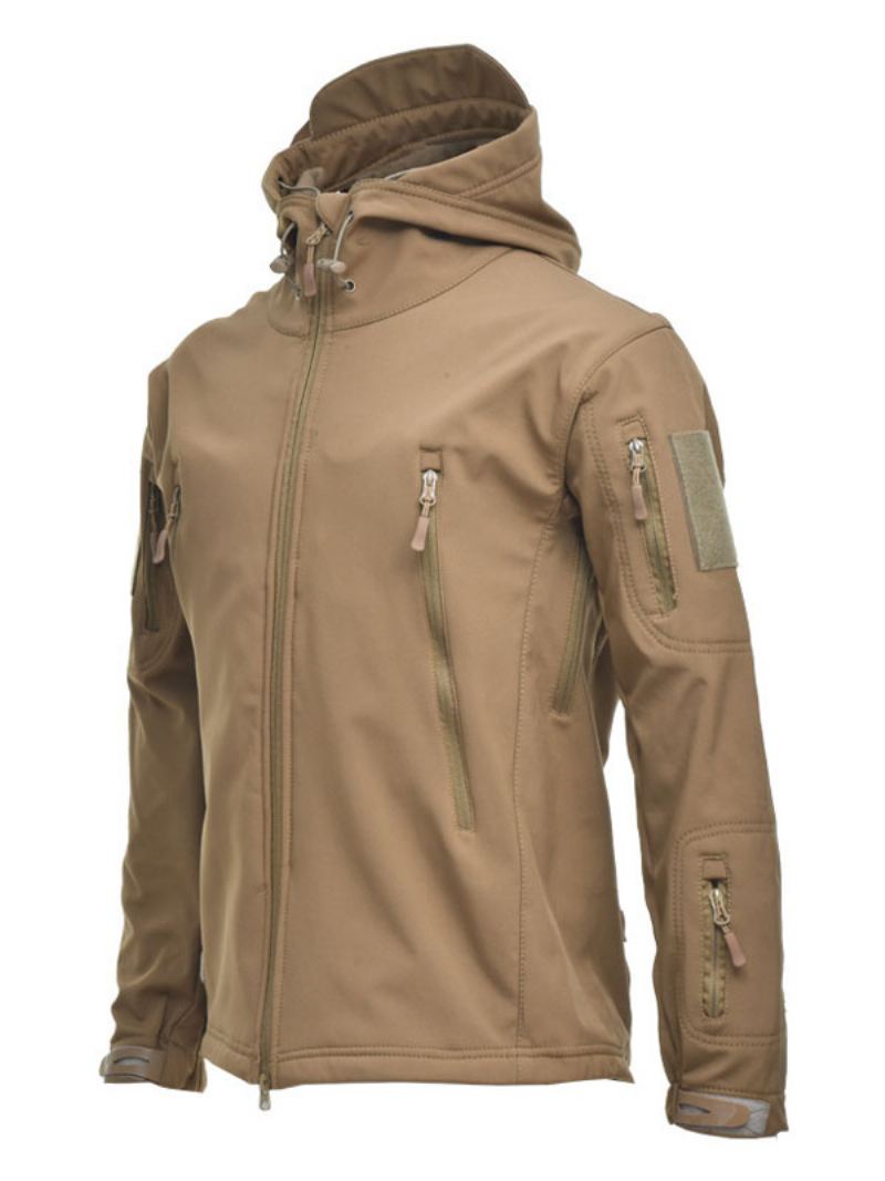 Menns Jakke Glidelås Polyester Stilig - Khaki