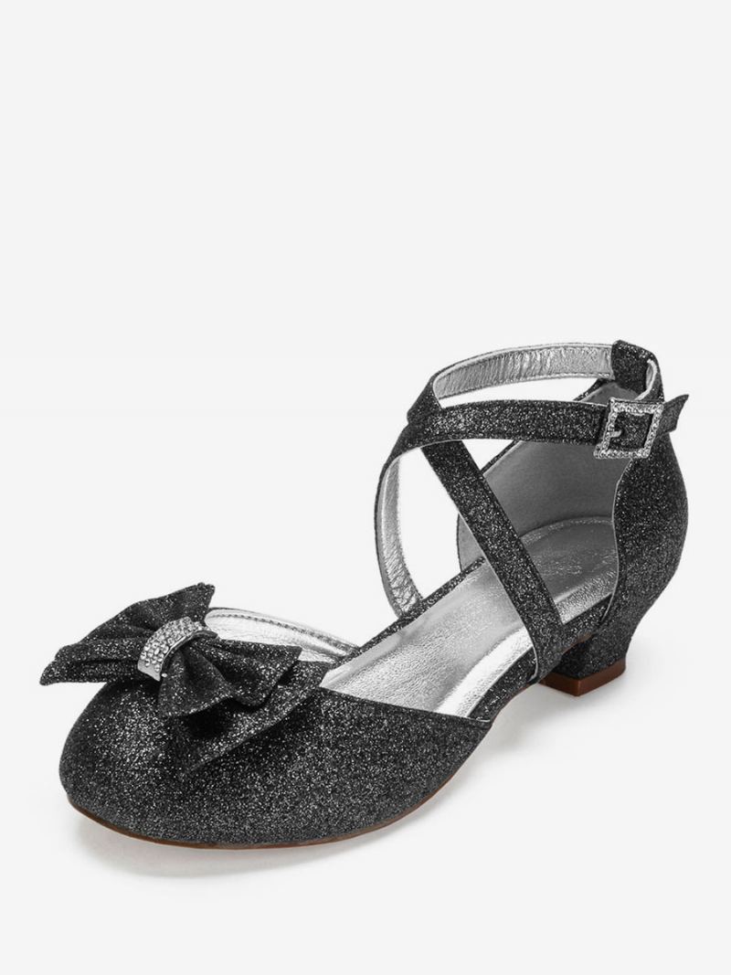 Bryllup Blomsterjente Sko Glitter Sløyfe Flats For Jenter