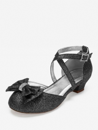 Bryllup Blomsterjente Sko Glitter Sløyfe Flats For Jenter