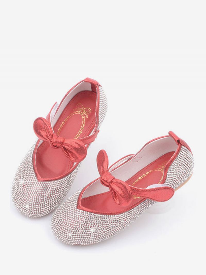 Flower Girl Sko Rhinestones Bowknot Flats - Rød