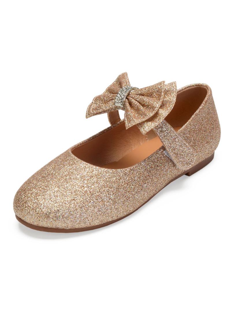 Jentebue Mary Jane Flat Flower Girl Sko - Champagne