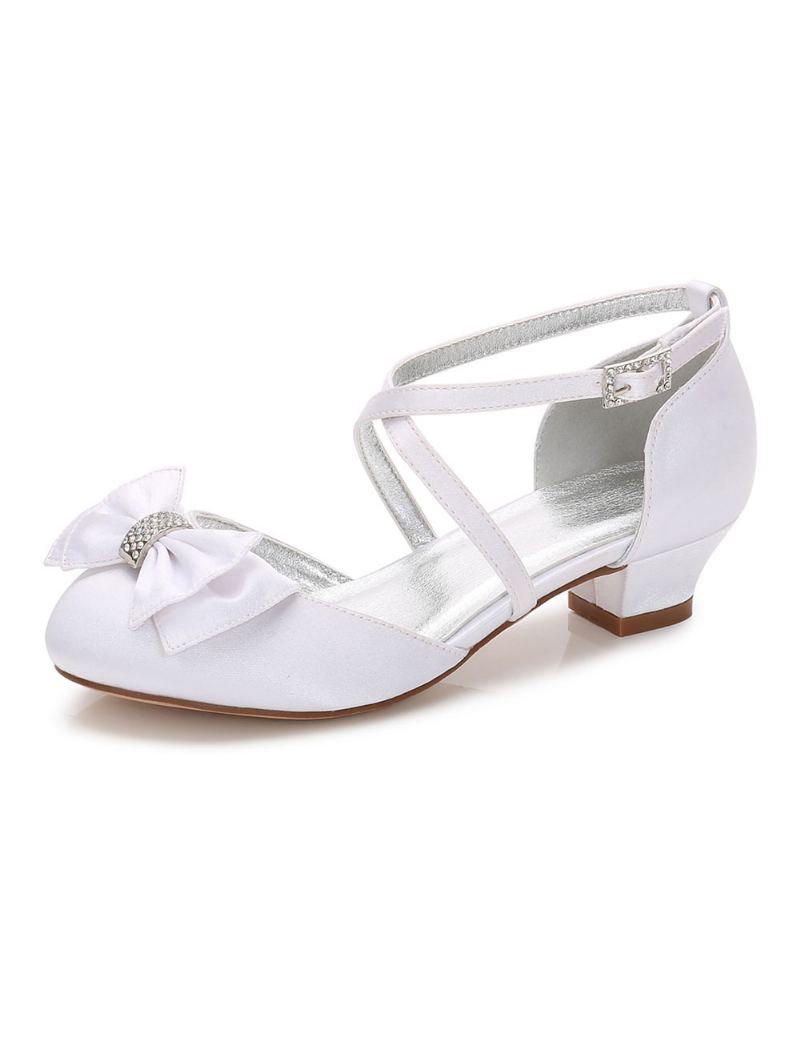 Jenter Bow Cross Strap Wedding Pumps Lav Hæl