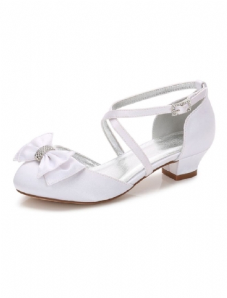 Jenter Bow Cross Strap Wedding Pumps Lav Hæl