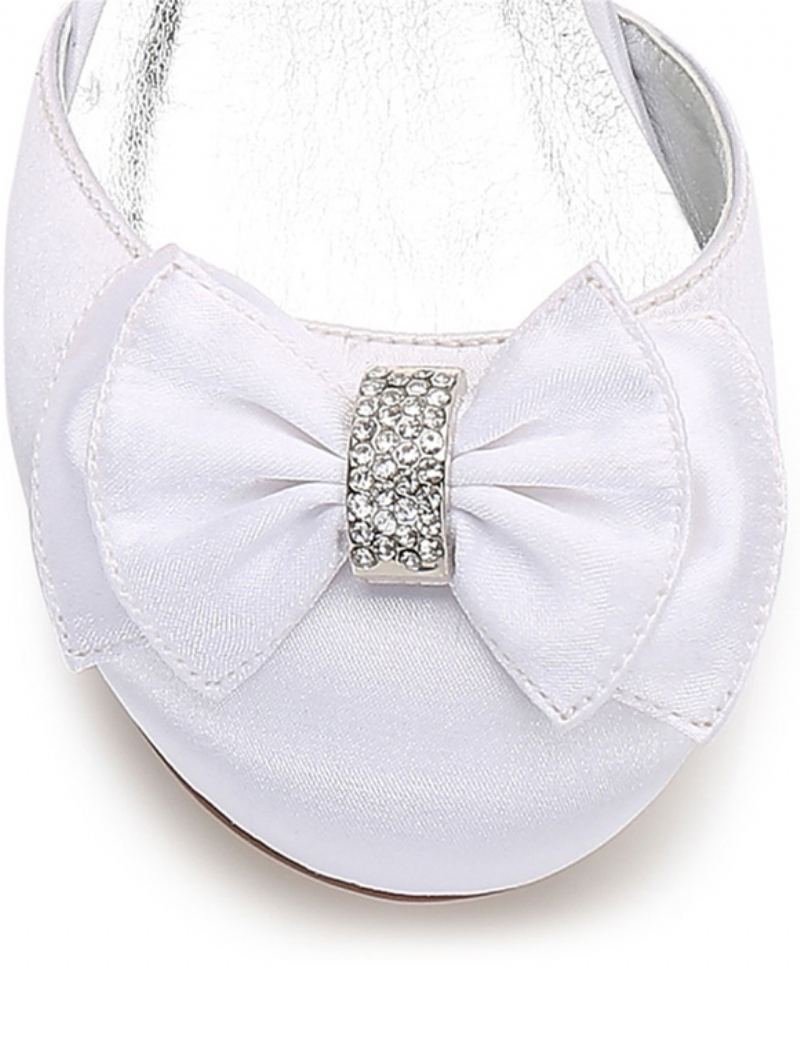 Jenter Bow Cross Strap Wedding Pumps Lav Hæl - Hvit