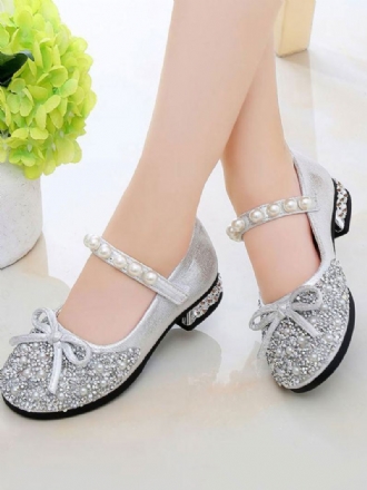 Jenter Glitter Sløyfe Perler Mary Jane Flower Girl Flats