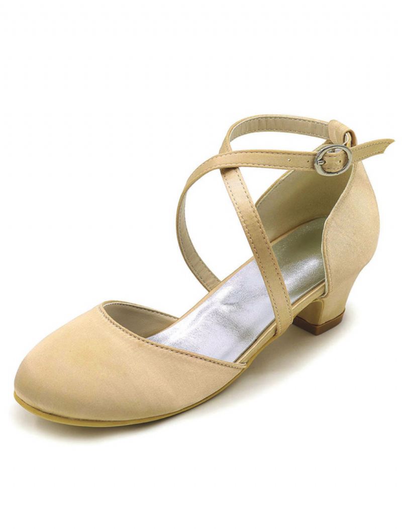 Jentesko Vintage Cross Over Brude Pumps - Champagne