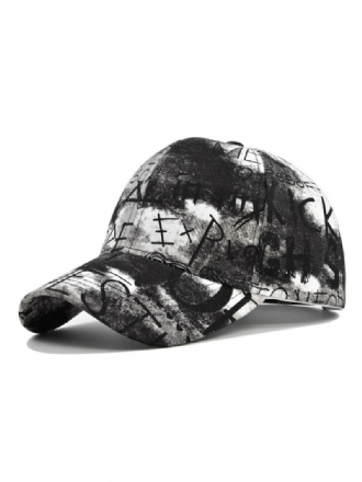 Herrehatt Chic Letters Printed Mønster Polyester Black Hats