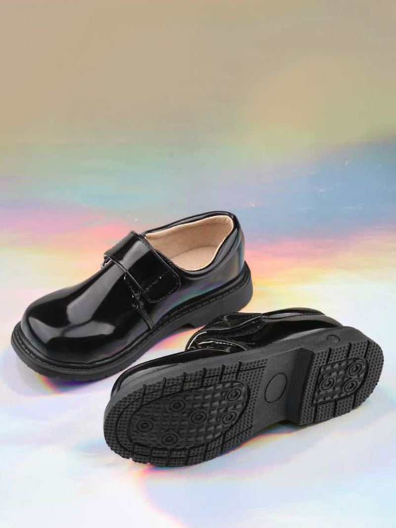 Boy's Dress Sko Hvit Rund Tå Formelle Slip On Party Loafers - Svart