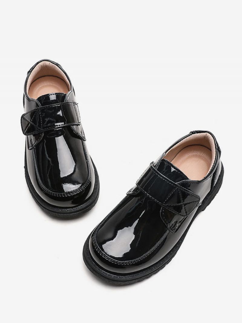 Boy's Dress Sko Svart Lakken Rund Toe Slip On Formelle Party Loafers For Boy - Svart