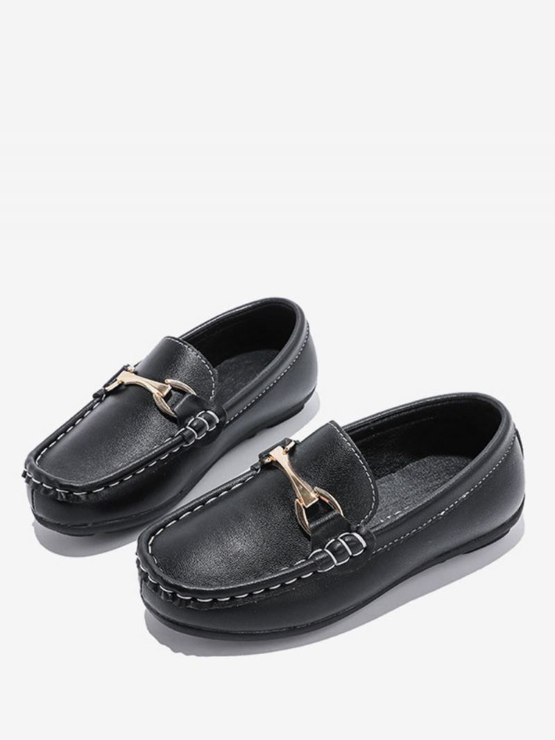 Boy's Loafers Sko Svart Rund Toe Slip On Causal