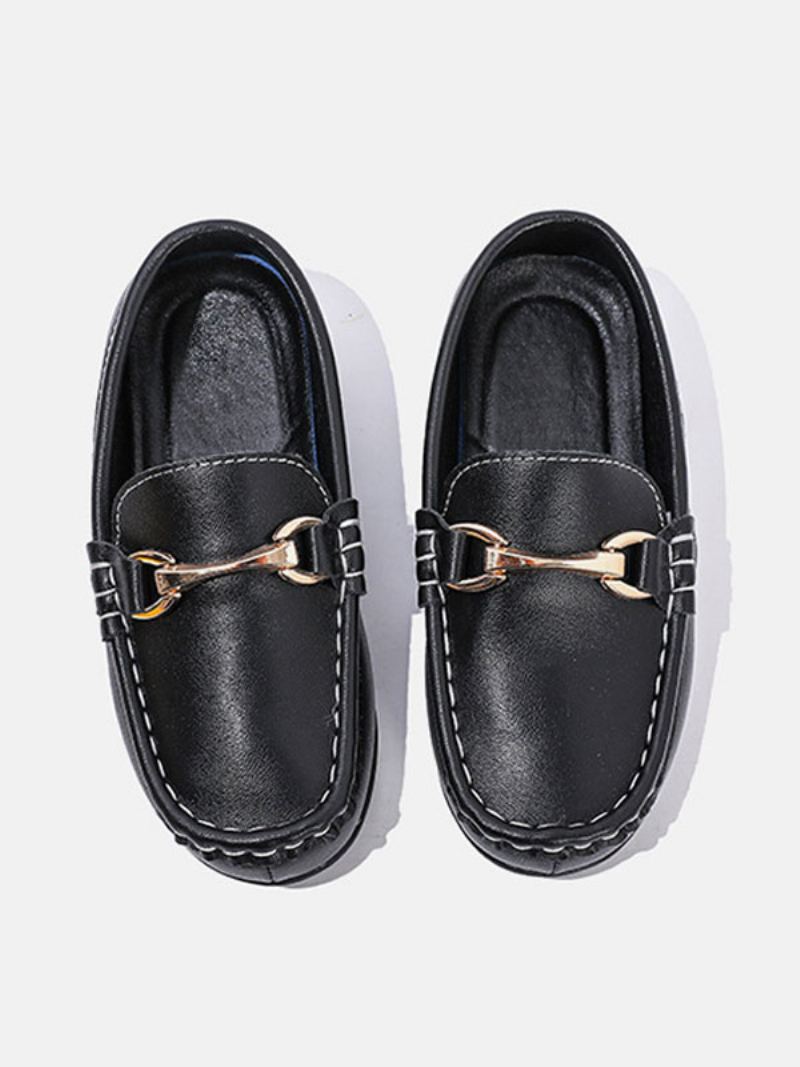 Boy's Loafers Sko Svart Rund Toe Slip On Causal - Svart