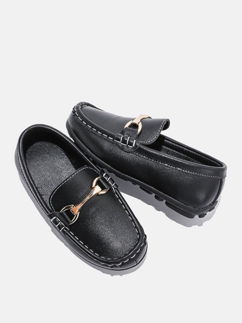 Boy's Loafers Sko Svart Rund Toe Slip On Causal - Svart