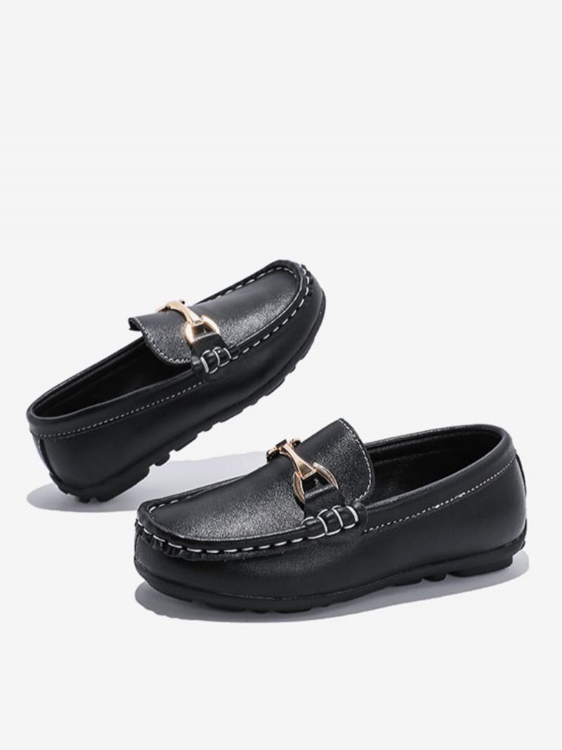 Boy's Loafers Sko Svart Rund Toe Slip On Causal - Svart