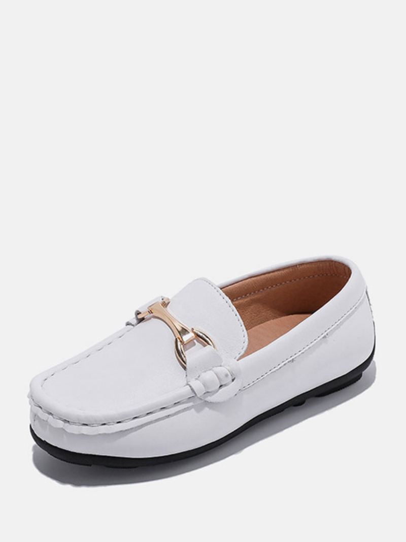 Boy's Loafers Sko Svart Rund Toe Slip On Causal - Hvit