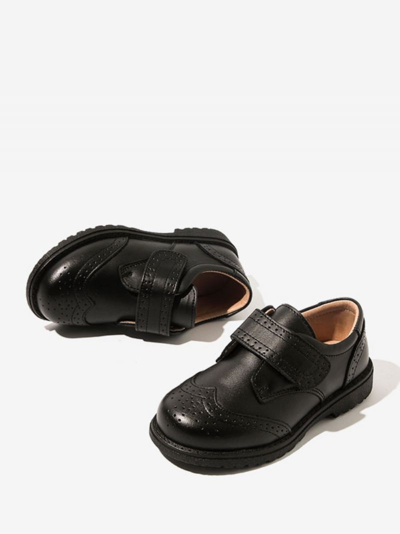 Boy's Loafers Sko Svart Rund Toe Slip On Formelle Festsko Til Gutt - Svart