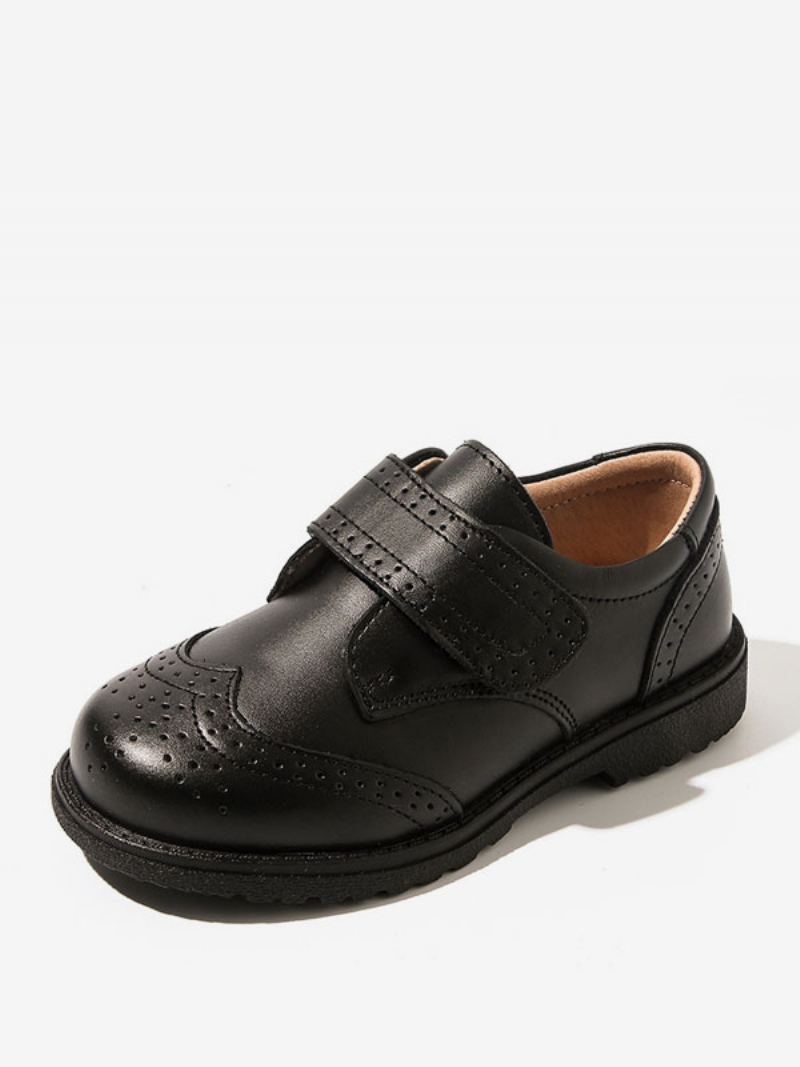 Boy's Loafers Sko Svart Rund Toe Slip On Formelle Festsko Til Gutt - Svart