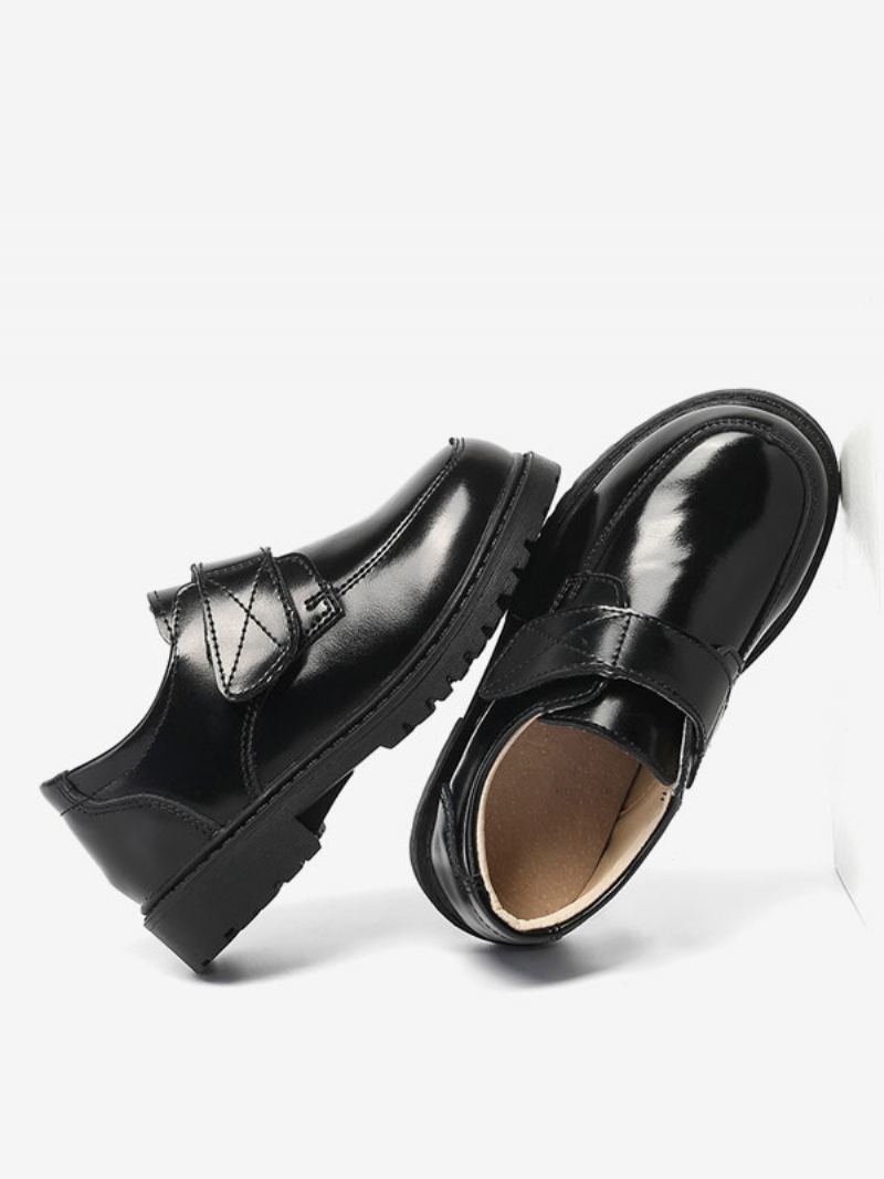 Kjolesko Til Gutter Black Runde Toe Slip On Formelle Party Loafers For Boy - Svart