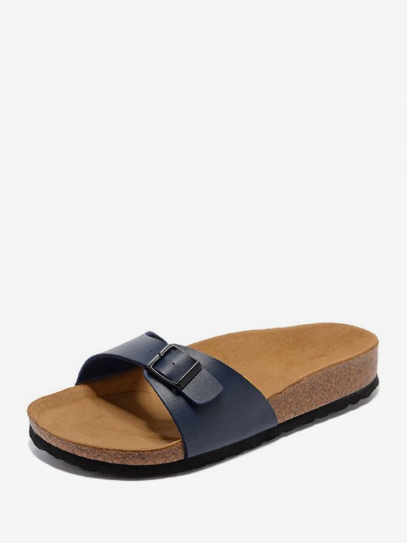 Herre Sandaler Slip-on Justerbar Stropp Spenne Slippers Flat - Mørk Navy