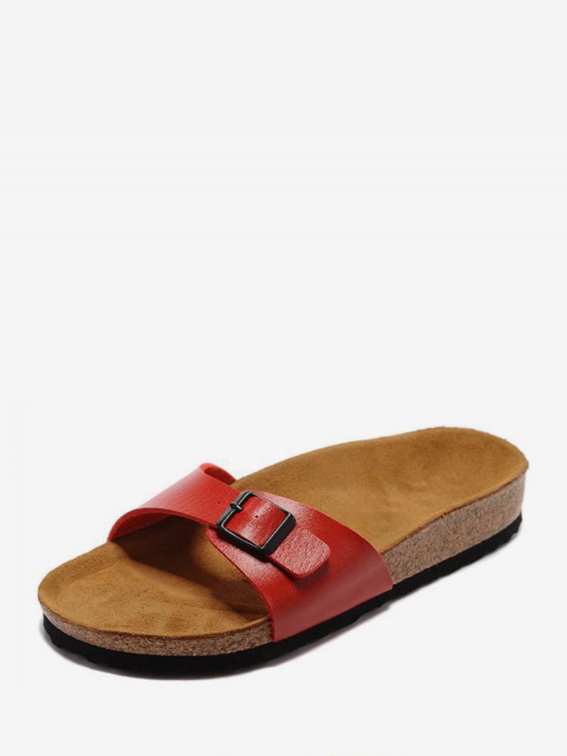 Herre Sandaler Slip-on Justerbar Stropp Spenne Slippers Flat - Rød