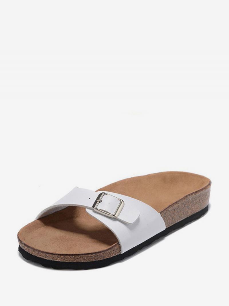 Herre Sandaler Slip-on Justerbar Stropp Spenne Slippers Flat - Hvit