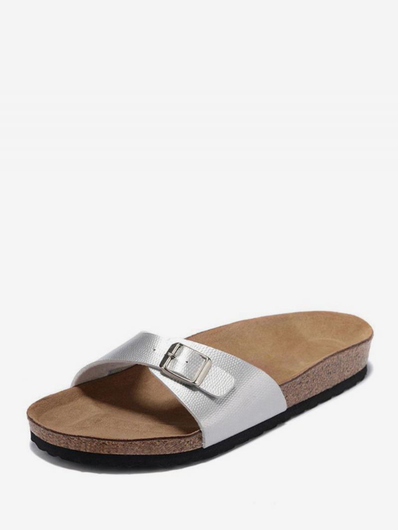 Herre Sandaler Slip-on Justerbar Stropp Spenne Slippers Flat - Sølv