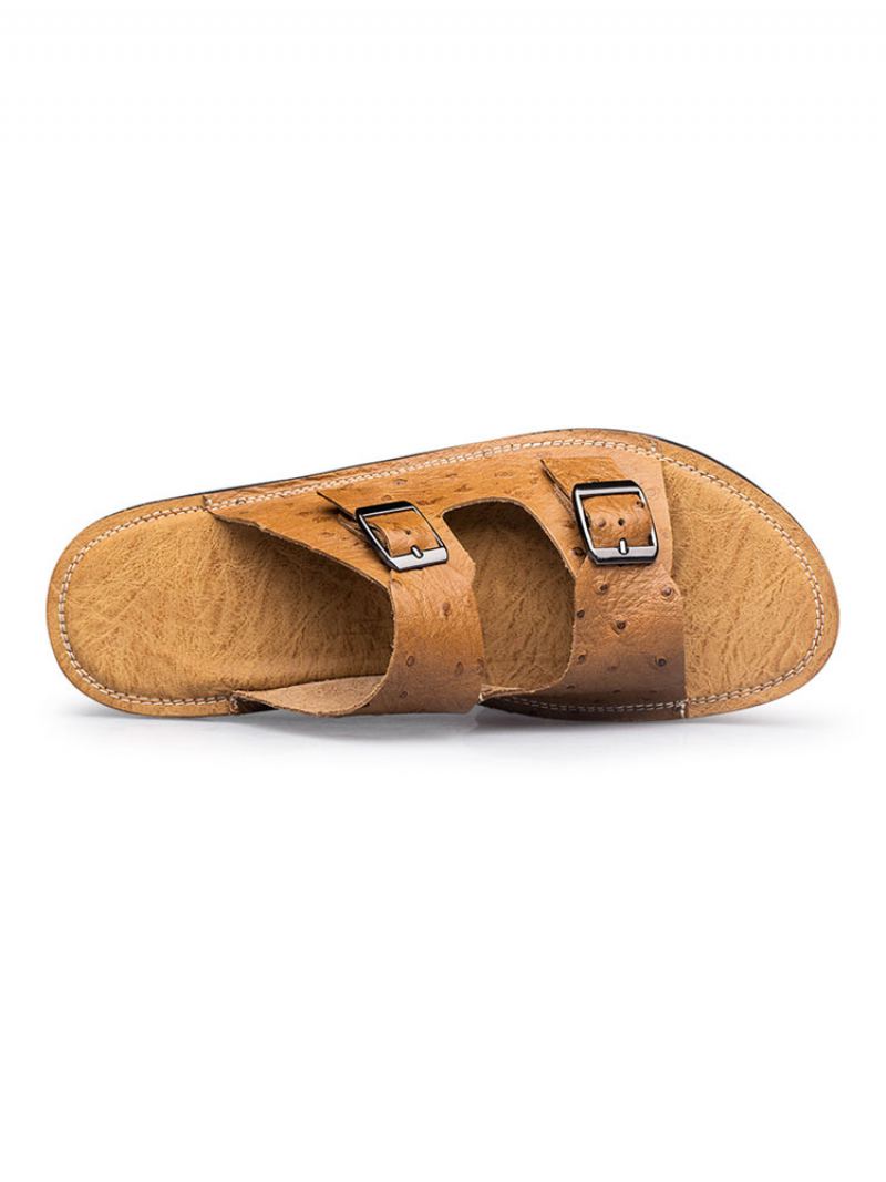 Herre Sandaler Slip-on Kuskinn Gummisåle - Kaffe Brun