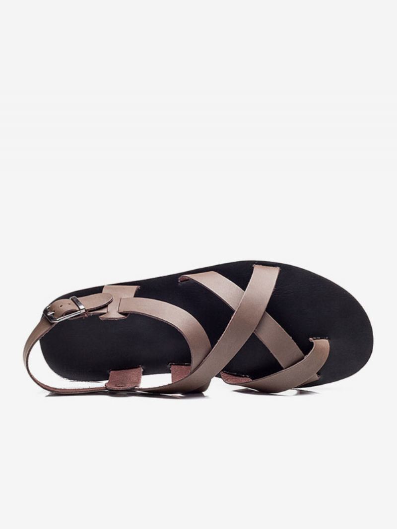 Herre Sandaler Slip-on Pu Skinn Gummisåle - Dyp Brun