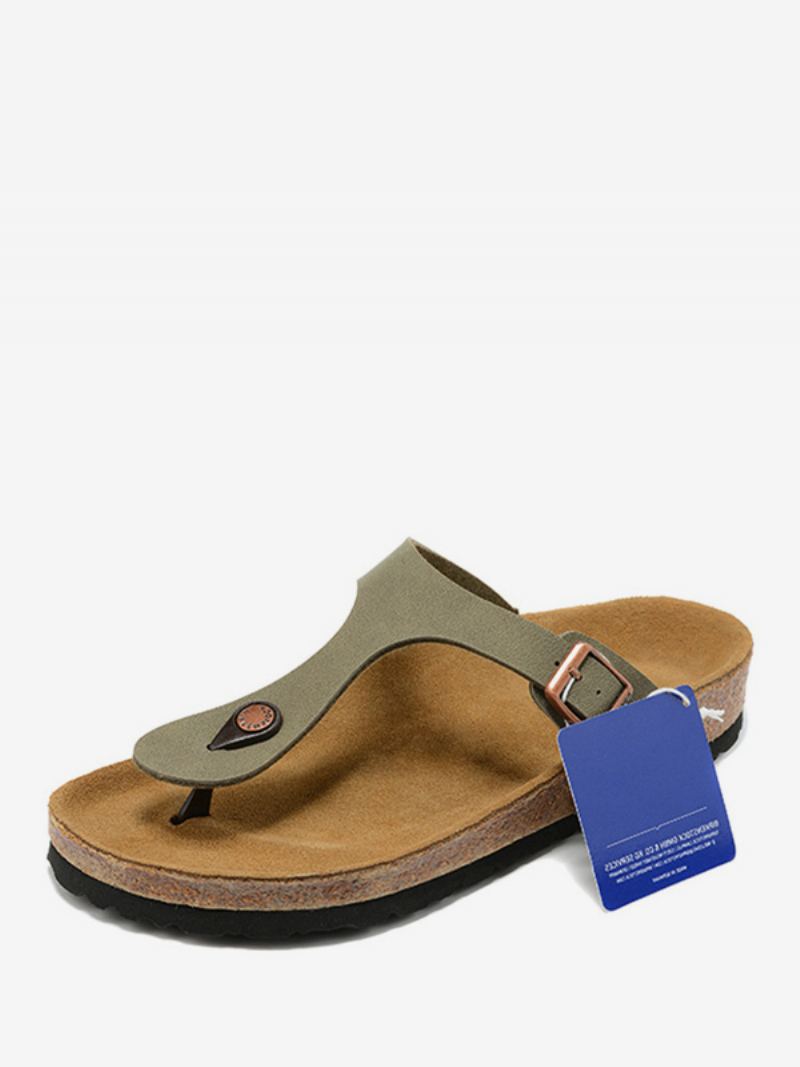 Herresandaler Slip-on Kuskinntøfler Flate Sandaler