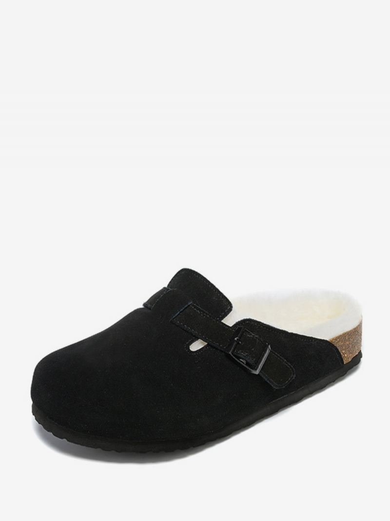 Sandaler For Menn Slip-on Color Block Kuskinn Tre Justerbar Stropp Spenne Pelstøfler Flate