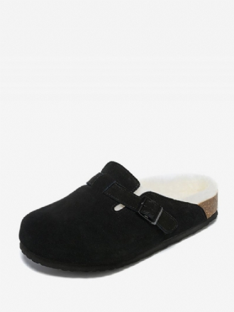 Sandaler For Menn Slip-on Color Block Kuskinn Tre Justerbar Stropp Spenne Pelstøfler Flate