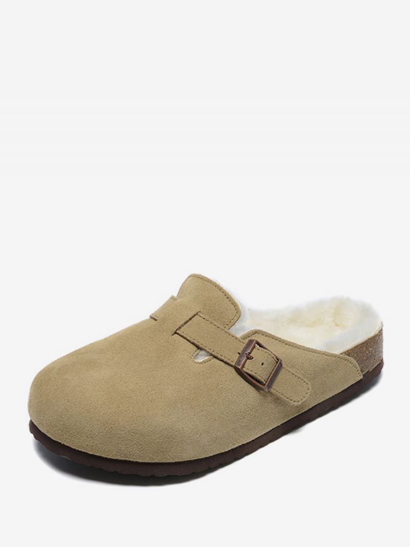 Sandaler For Menn Slip-on Color Block Kuskinn Tre Justerbar Stropp Spenne Pelstøfler Flate - Lysegul