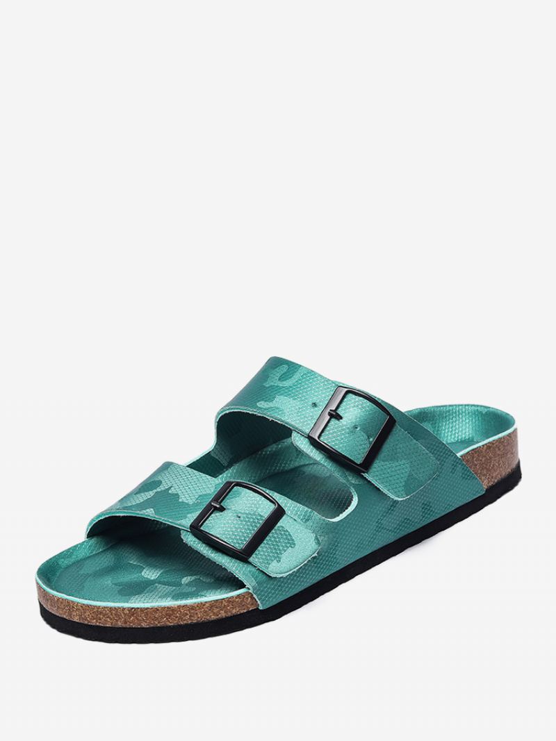 Sandaler For Menn Slip-on Color Block Pu Lær Split Sole - Tinn