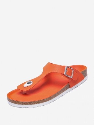 Sandaler For Menn Slip-on Color Block Pu Lær Split Sole