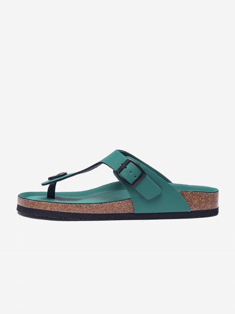 Sandaler For Menn Slip-on Color Block Pu Lær Split Sole - Hunter Green