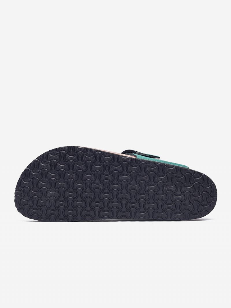 Sandaler For Menn Slip-on Color Block Pu Lær Split Sole - Hunter Green