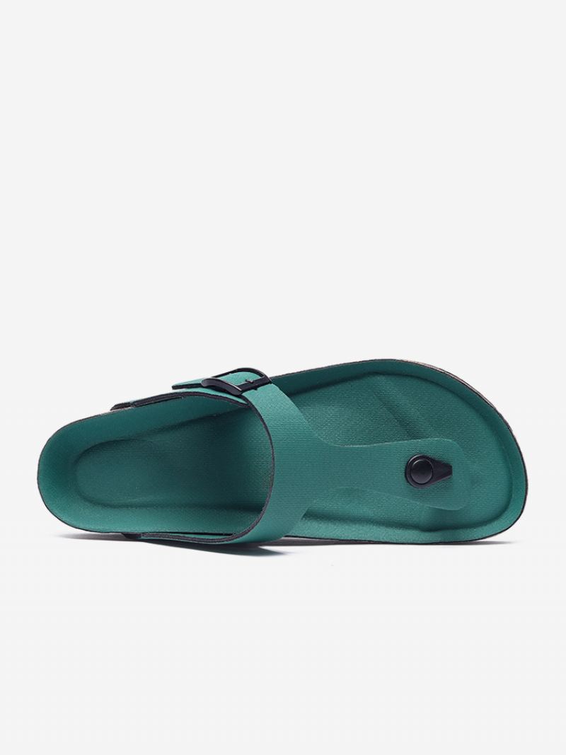 Sandaler For Menn Slip-on Color Block Pu Lær Split Sole - Hunter Green