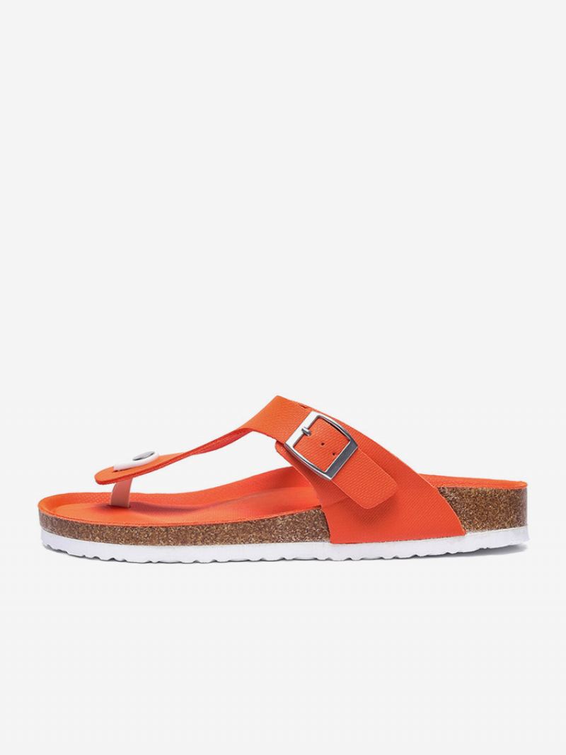 Sandaler For Menn Slip-on Color Block Pu Lær Split Sole - Oransje