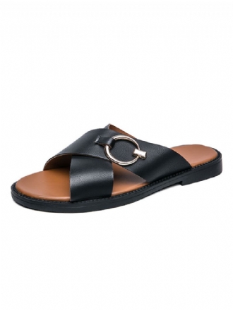 Sandaler For Menn Slip-on Pu Skinn Gummisåle