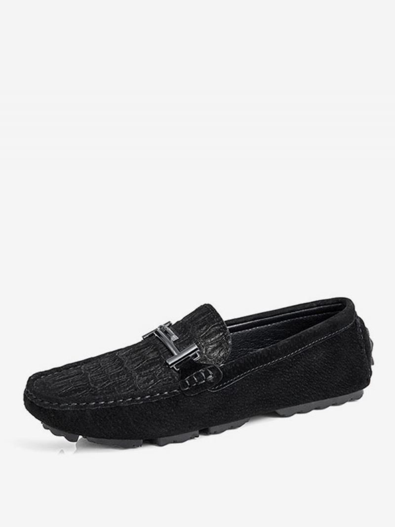 Alligator Dusk Kjøreloafers For Menn - Svart Rød