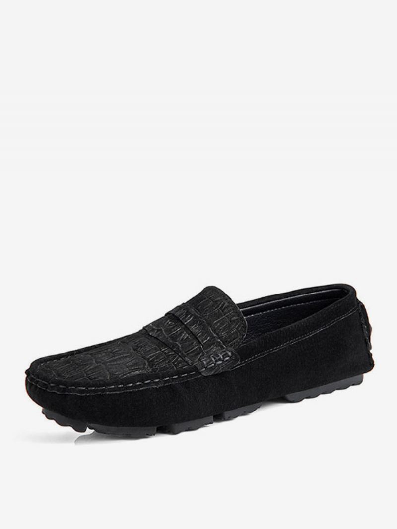 Alligator Dusk Kjøreloafers For Menn - Sort Sølv