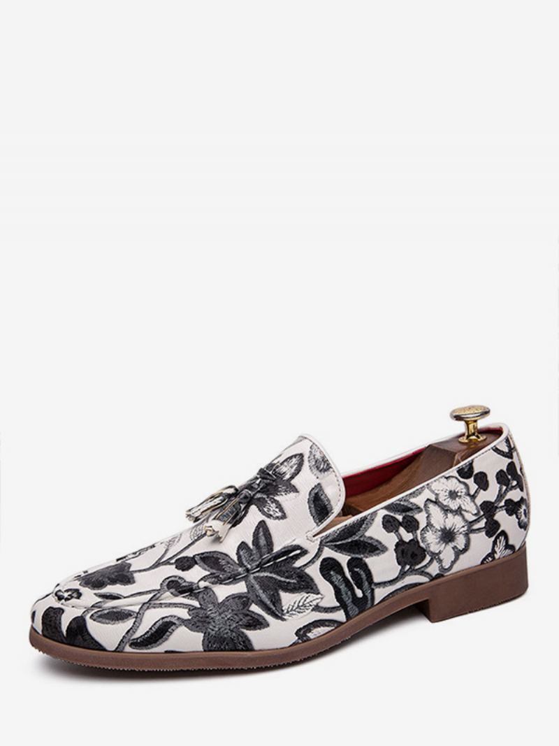 Blomstrete Loafers For Menn Med Dusk - Hvit