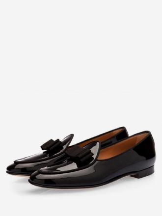 Bowknot Kjole Loafers For Menn I Vegansk Lakkskinn Prom Bryllupssko