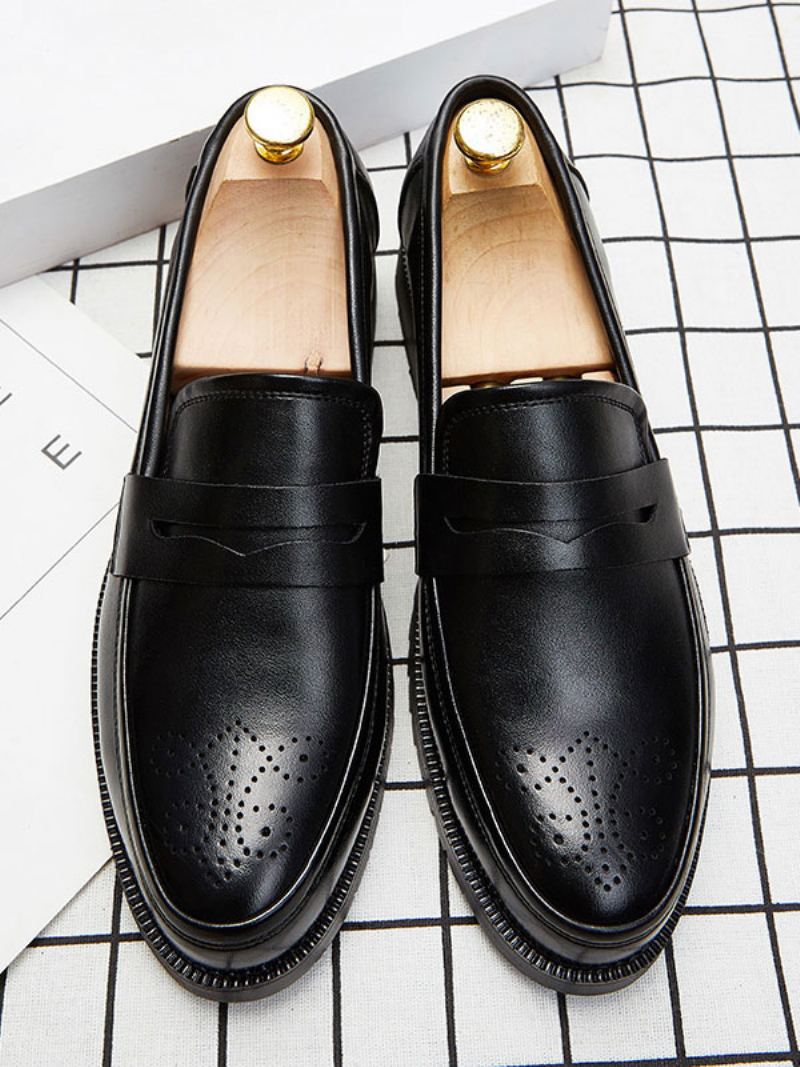 Brogues Penny Slip On Loafers Sko For Menn - Sort