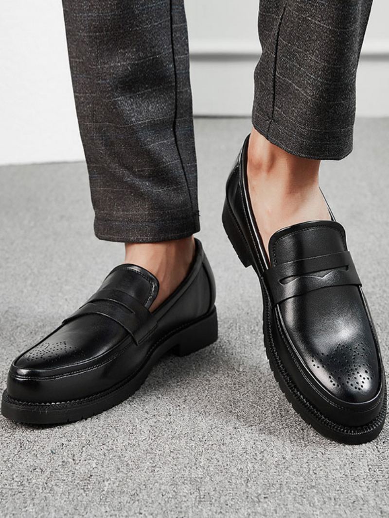 Brogues Penny Slip On Loafers Sko For Menn - Sort