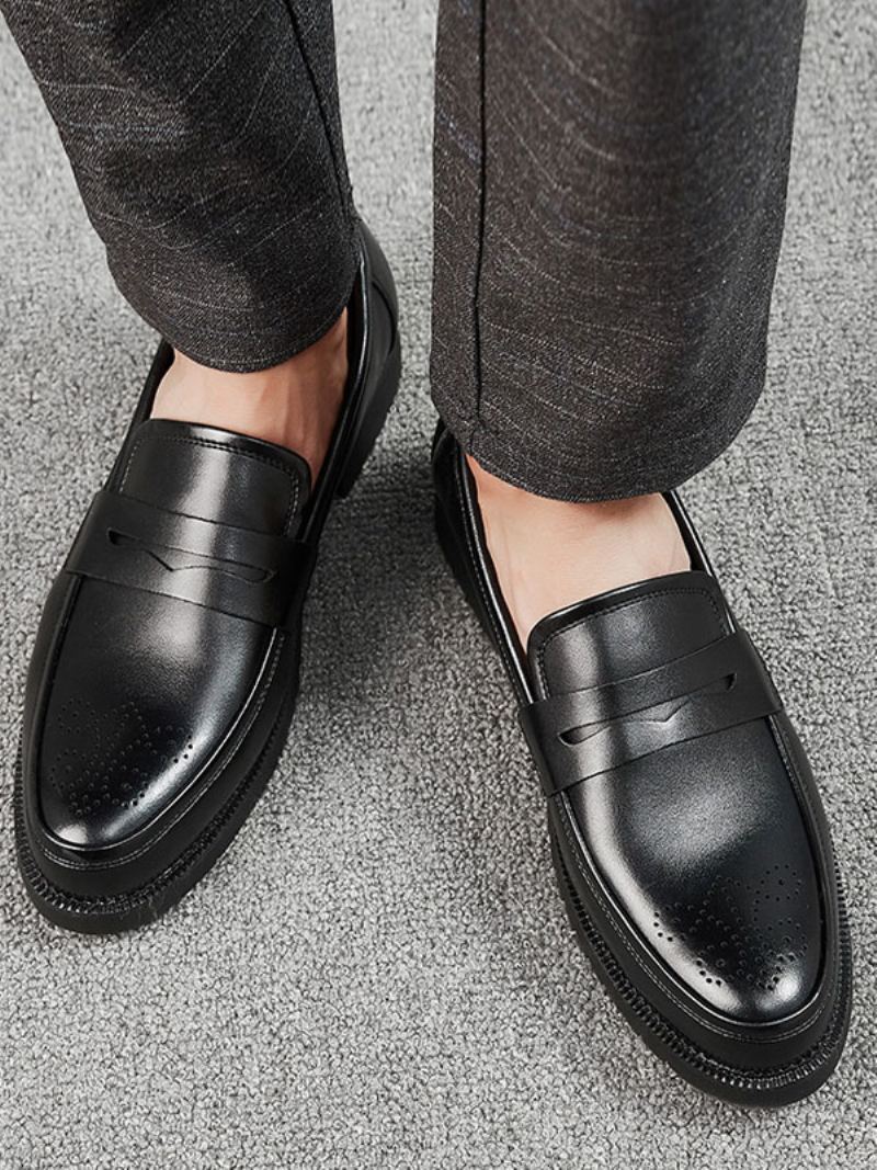 Brogues Penny Slip On Loafers Sko For Menn - Sort