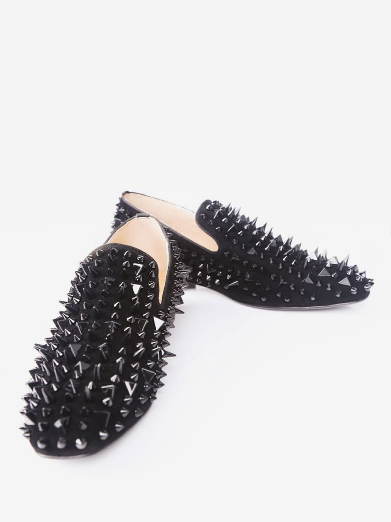 Herre Black Spike Loafers Prom Party Bryllup Sko Ball Bryllupssko Med Riverts