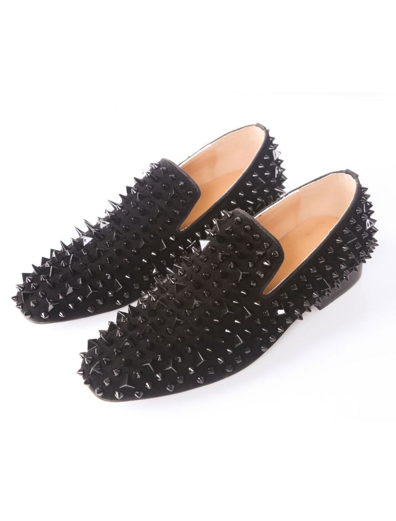 Herre Black Spike Loafers Prom Party Bryllup Sko Ball Bryllupssko Med Riverts - Svart